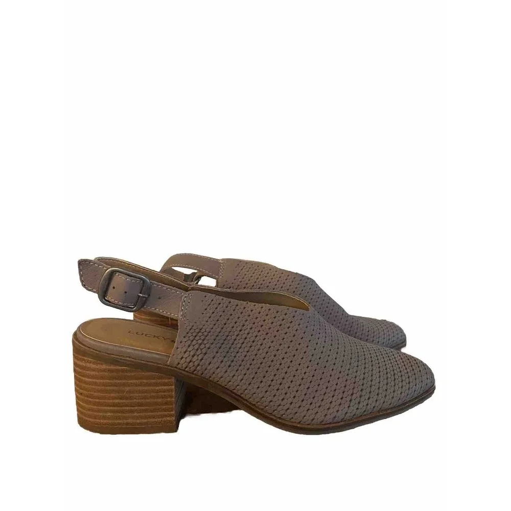 New Lucky Brand Women’s Lideton Pump Titanium Block Heel Buckle Bootie Style 8.5